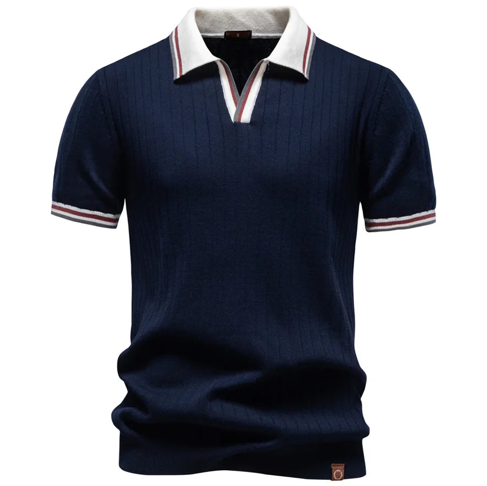 Men's Ribbed Knit Polo Shirt