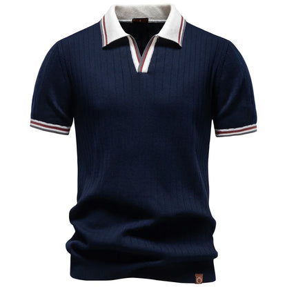 Men's Ribbed Knit Polo Shirt