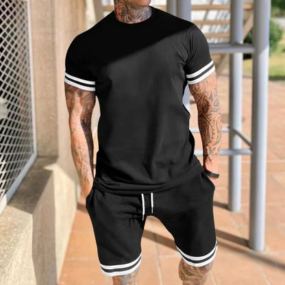 Men's Stripe Trim T-Shirt and Shorts Set
