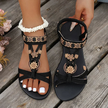 Women's Floral Accent Strap Sandals