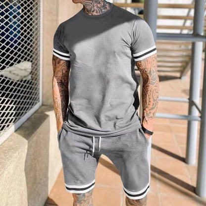 Men's Stripe Trim T-Shirt and Shorts Set