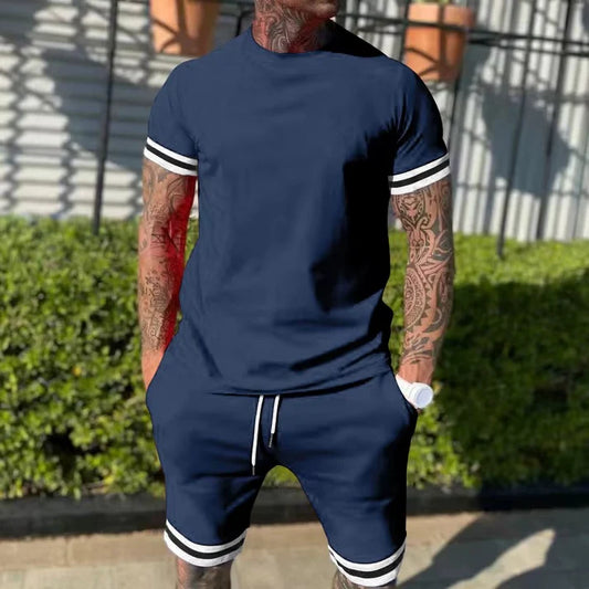 Men's Stripe Trim T-Shirt and Shorts Set