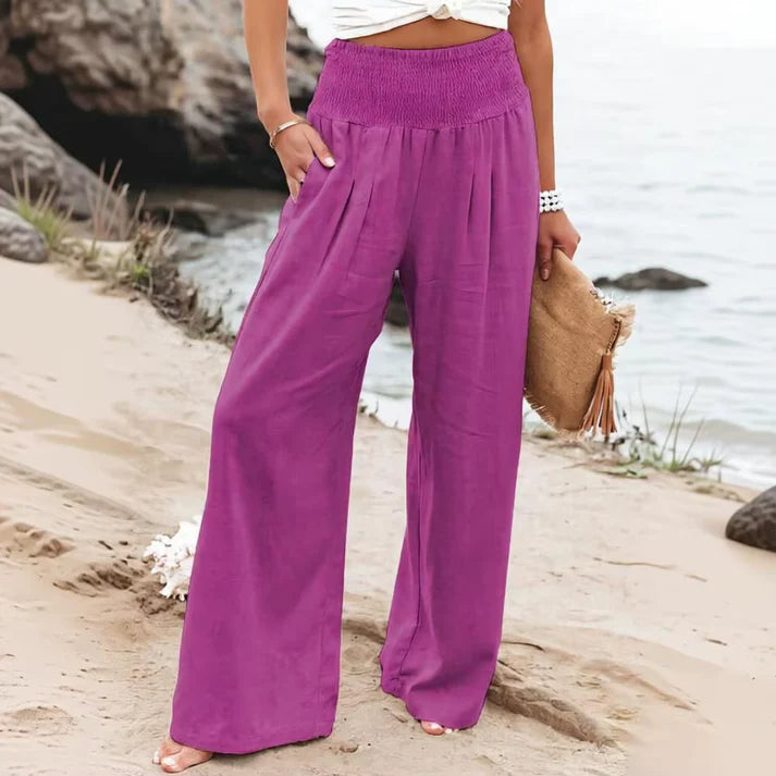 Women's Smocked Waist Wide-Leg Pants
