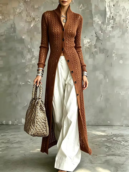 Women's Cable Knit Button-Up Cardigan