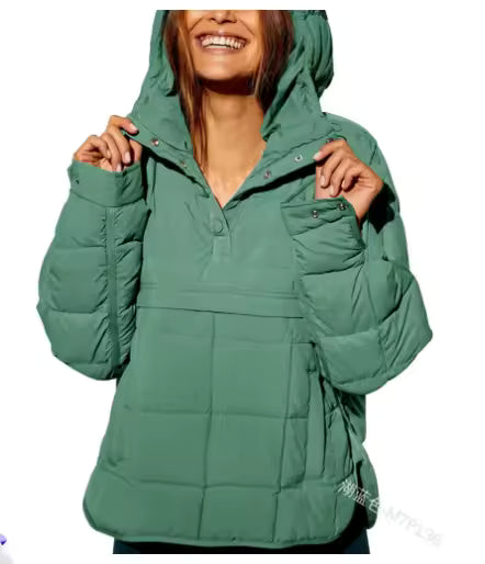 Women's Hooded Quilted Pullover Jacket