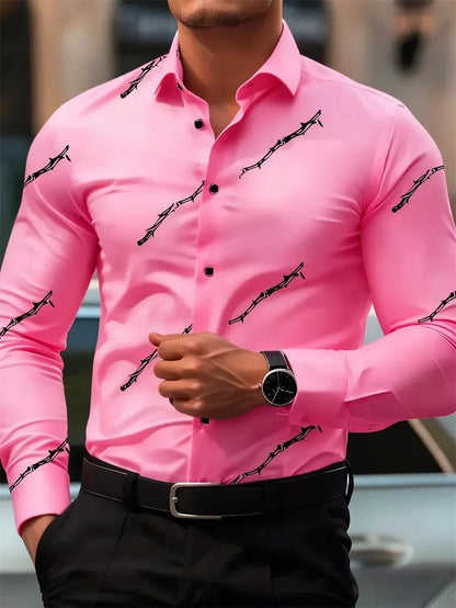 Men’s Printed Button-Up Casual Shirt
