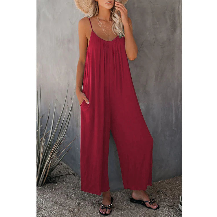 Women's Spaghetti Strap Wide Leg Jumpsuit