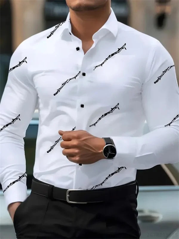 Men’s Printed Button-Up Casual Shirt