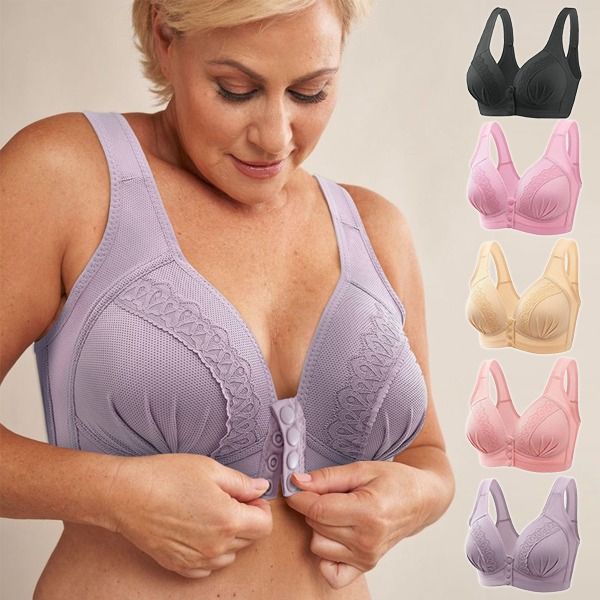 Women's Front Closure Lace Trim Bra