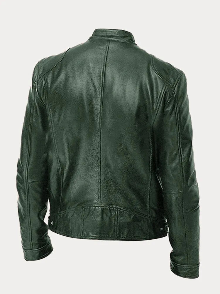 Men's Biker Casual Zipper Leather-Look Jacket