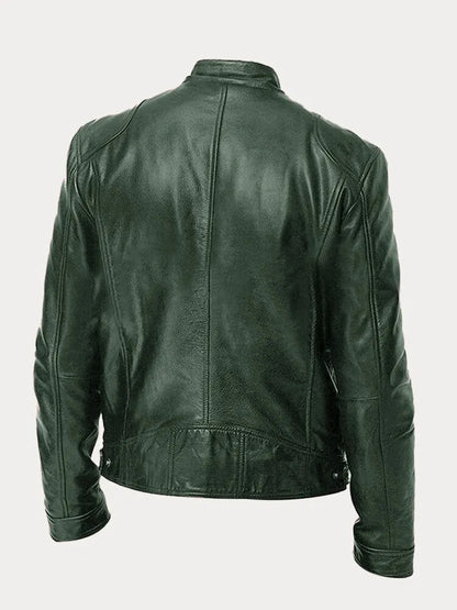 Men's Biker Casual Zipper Leather-Look Jacket