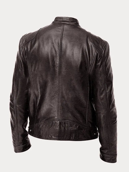 Men's Biker Casual Zipper Leather-Look Jacket