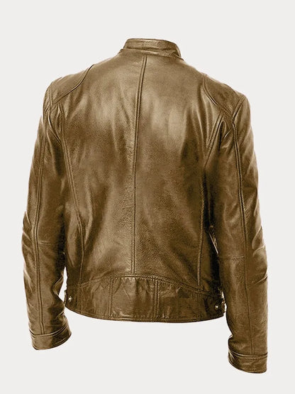Men's Biker Casual Zipper Leather-Look Jacket