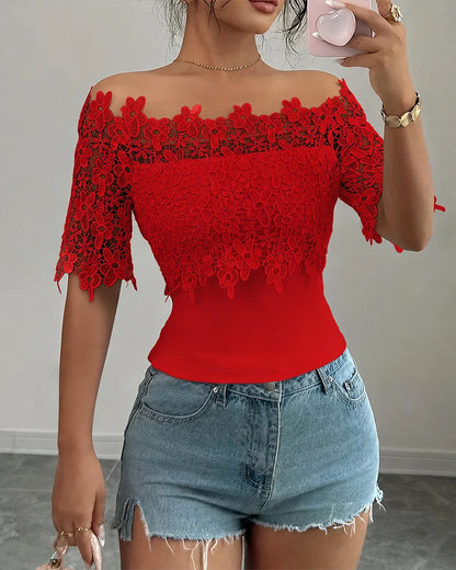 Women's Floral Lace Off-Shoulder Top