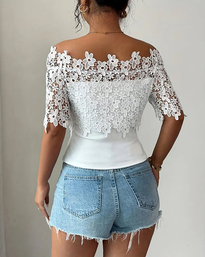 Women's Floral Lace Off-Shoulder Top