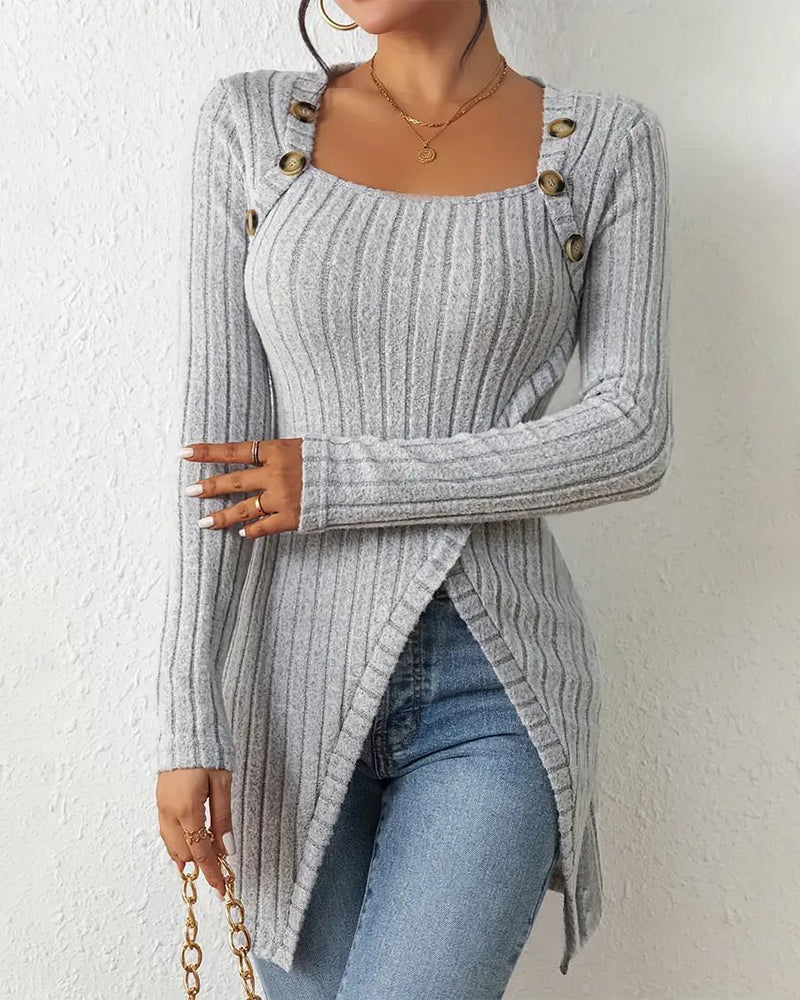 Women's Square Neck Asymmetrical Tunic Top