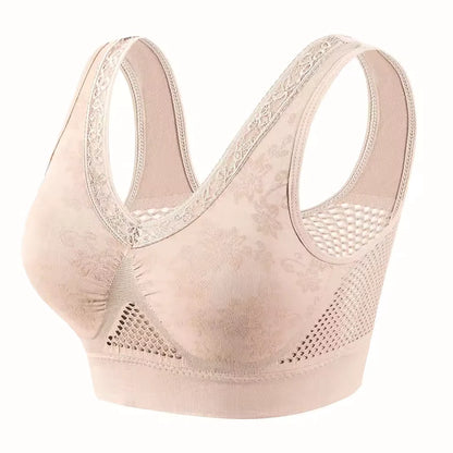 Women's Seamless Mesh Panel Wireless Bra