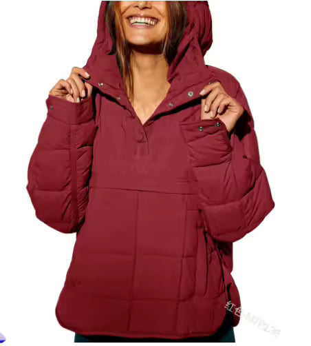 Women's Hooded Quilted Pullover Jacket