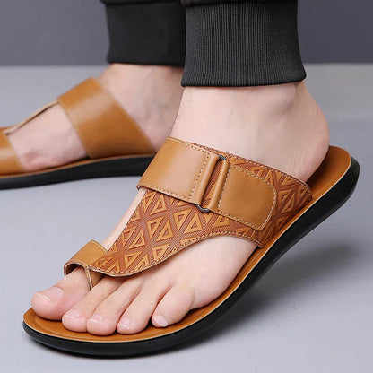 Men’s Leather-Look Toe Loop Comfort Sandals