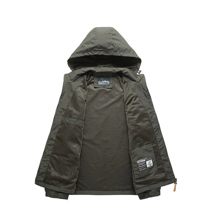 Men's Hooded Zip Jacket with Zipper Pockets