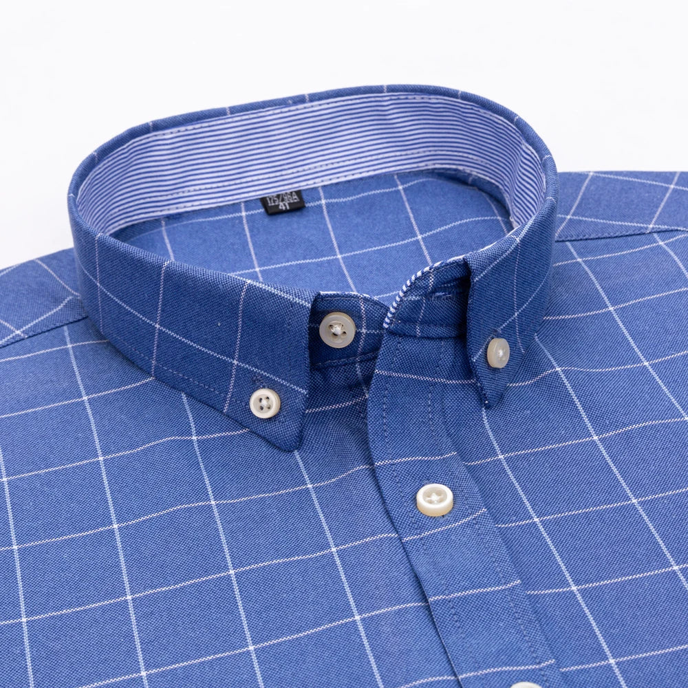 Men's Long-Sleeve Windowpane Check Shirt