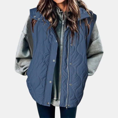 Women's Quilted Zip and Snap Button Vest