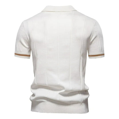 Men's Textured Zip Collar Polo Sweater