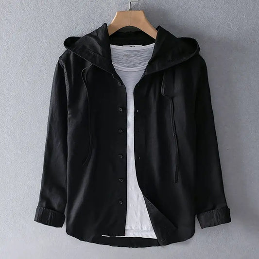 Men's Button-Front Hooded Shirt
