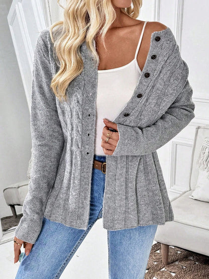 Women's Ribbed Button Cardigan