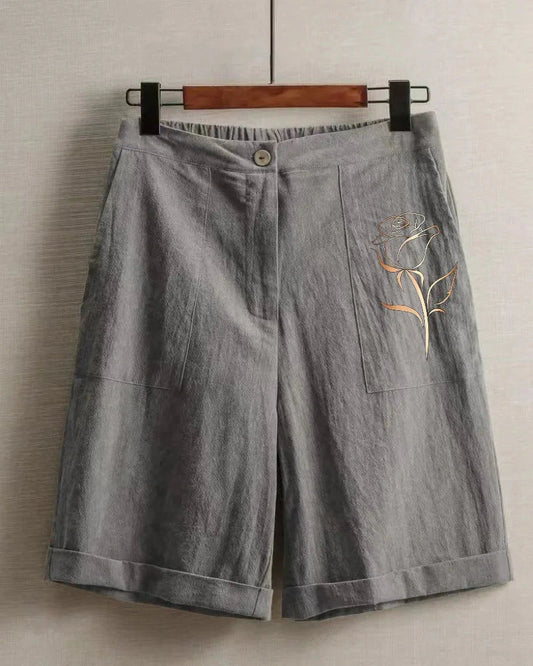 Women's Rose Embroidered Shorts