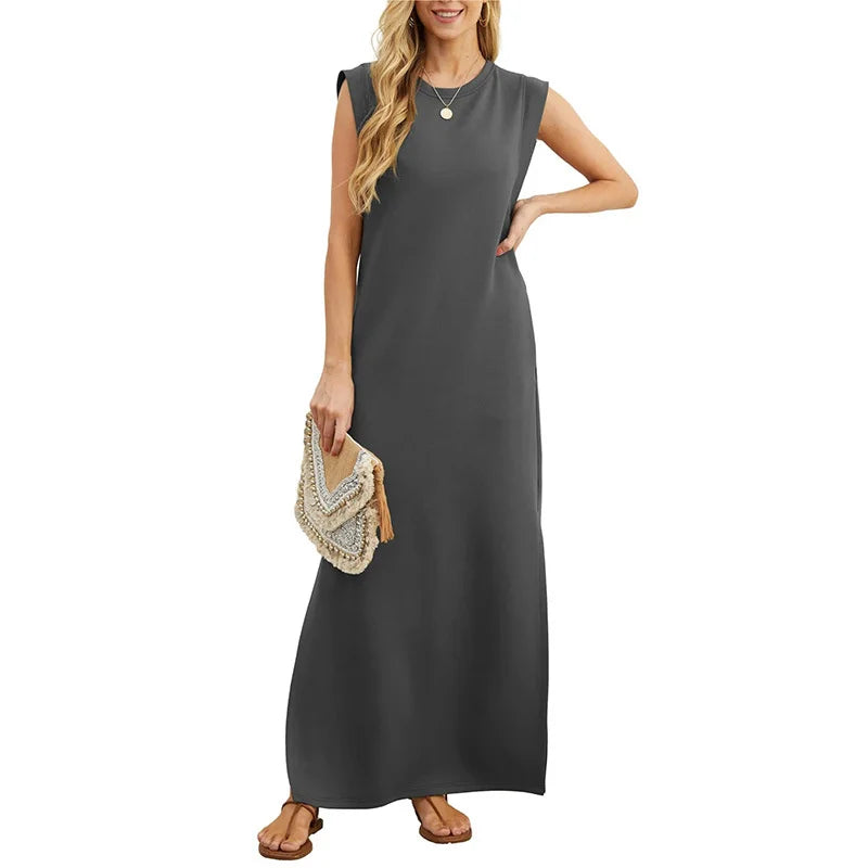 Women’s Sleeveless Maxi Dress With Pockets