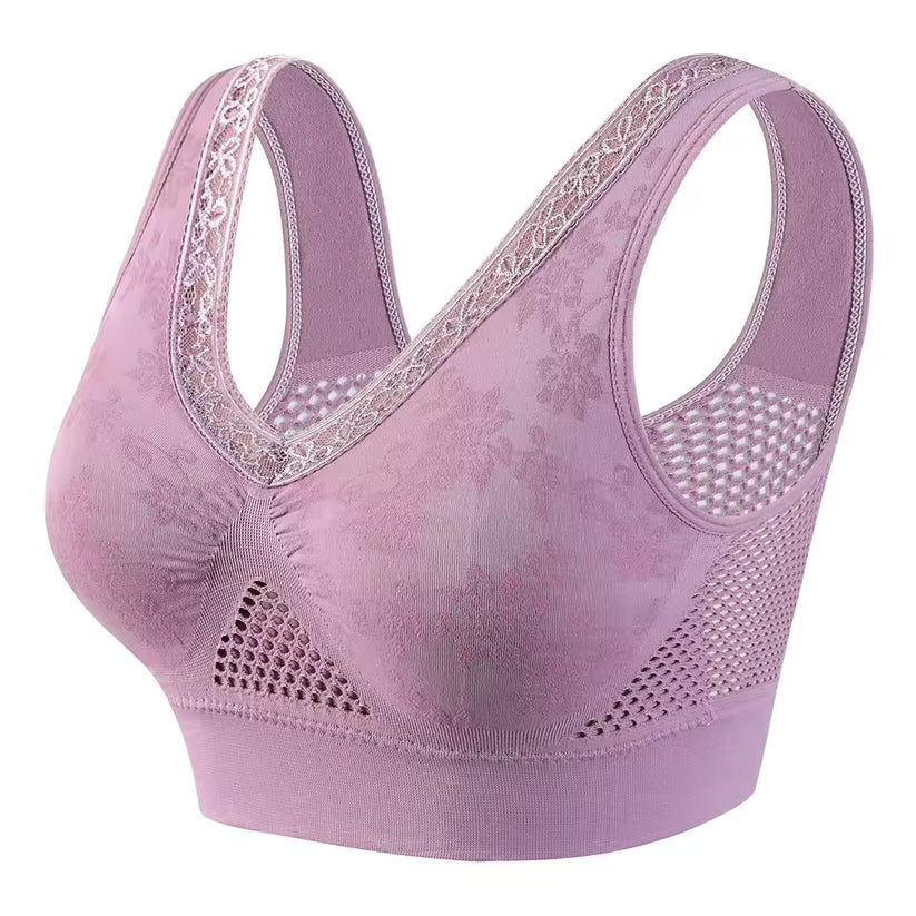 Women's Seamless Mesh Panel Wireless Bra