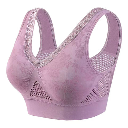 Women's Seamless Mesh Panel Wireless Bra