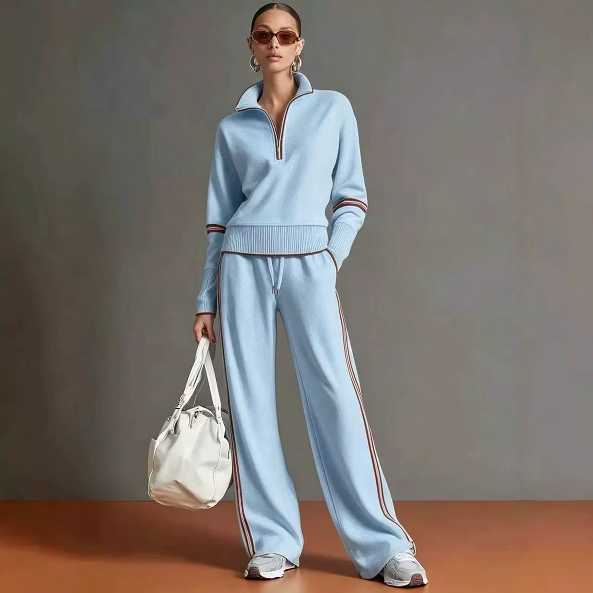 Women's Half-Zip Pants Set