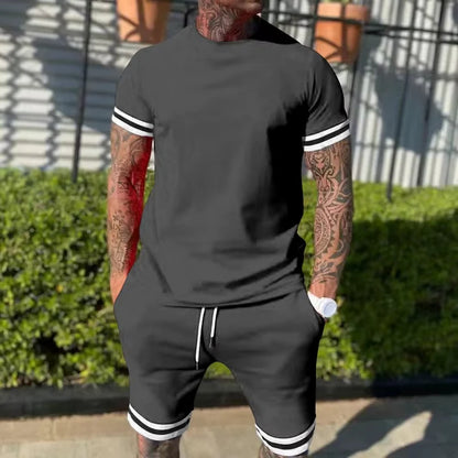 Men's Stripe Trim T-Shirt and Shorts Set