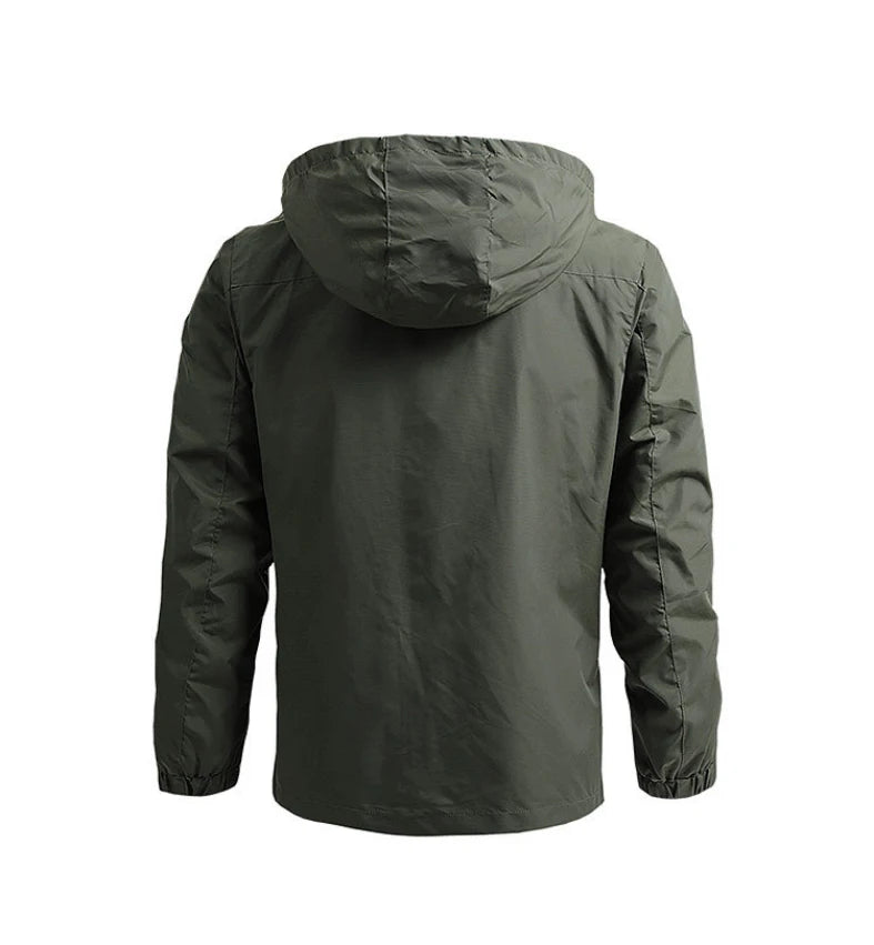 Men's Hooded Zip Jacket with Zipper Pockets
