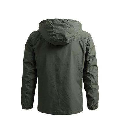 Men's Hooded Zip Jacket with Zipper Pockets