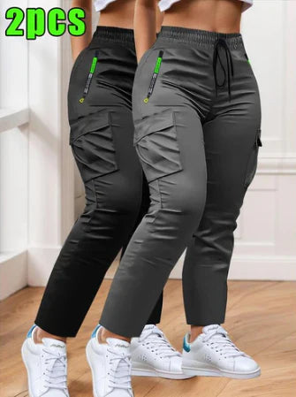 Women’s Two-Piece Drawstring Waist Work Trousers Set
