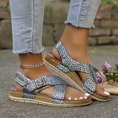 Women’s Crisscross Buckle Slingback Flat Sandals