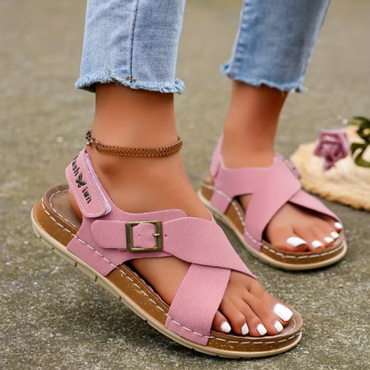 Women’s Crisscross Buckle Slingback Flat Sandals