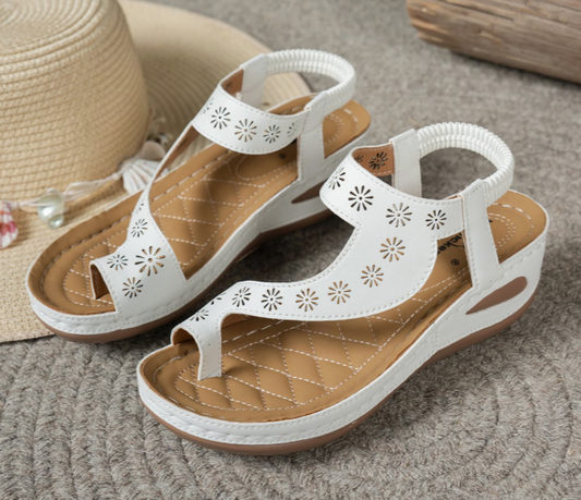 Women’s Cutout T-Strap Wedge Sandals