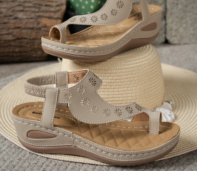 Women’s Cutout T-Strap Wedge Sandals