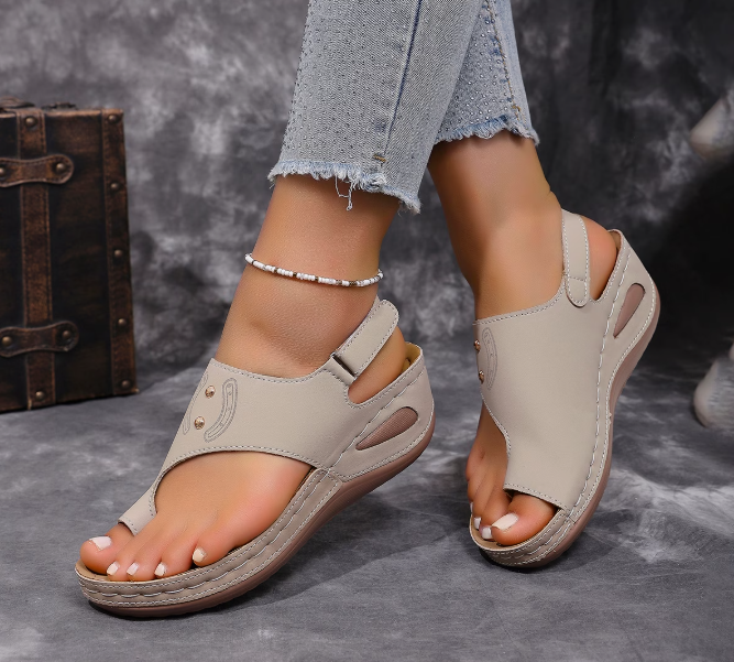 Women’s Toe-Loop Slingback Wedge Sandals