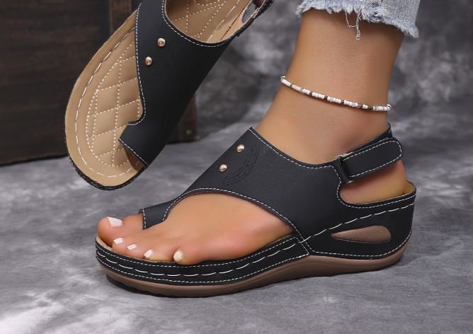 Women’s Toe-Loop Slingback Wedge Sandals