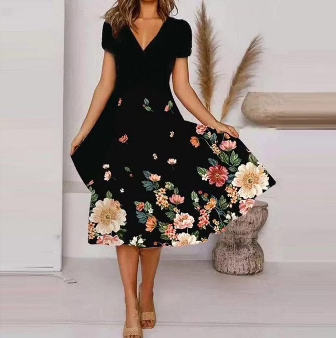 Women’s Floral V-Neck Midi Dress