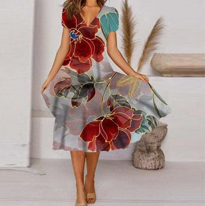 Women’s Floral V-Neck Midi Dress