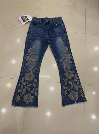 Women's Floral Embroidered Flare Jeans