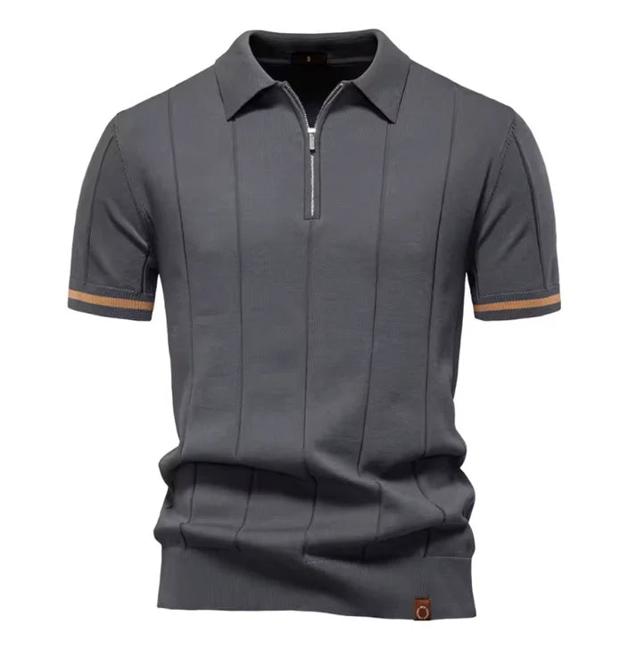 Men's Ribbed Zip Polo Shirt