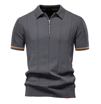 Men's Ribbed Zip Polo Shirt