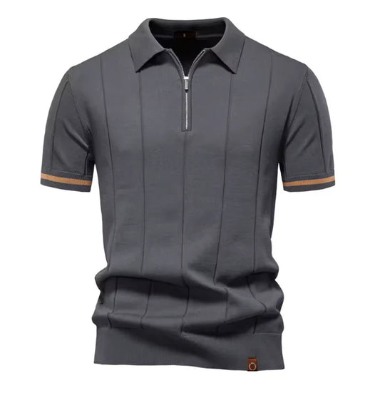 Men's Ribbed Zip Polo Shirt